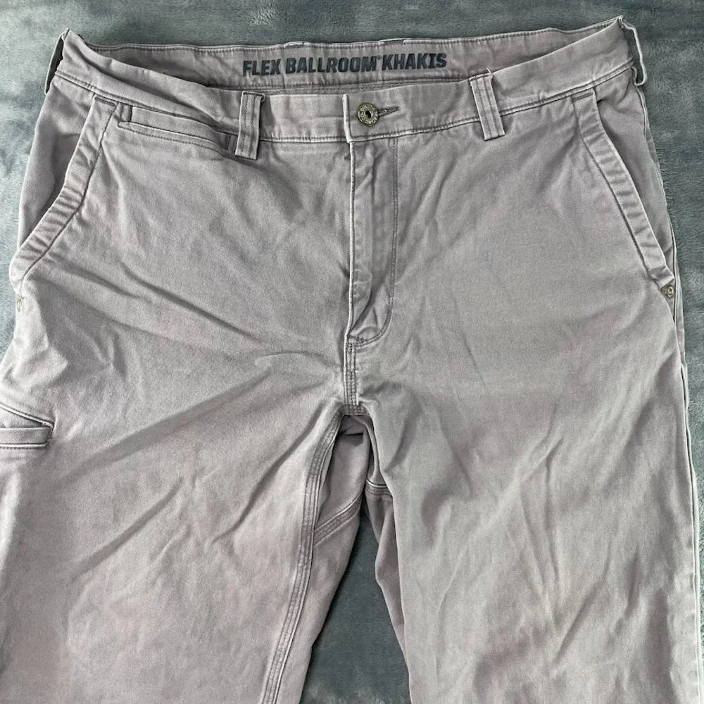 Duluth Trading Co Pants Mens 34x30 Gray Flex Ballroom Khakis Relaxed Fit Casual
